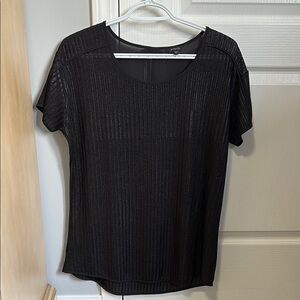 Black Ribbed Short Sleeve T-Shirt
